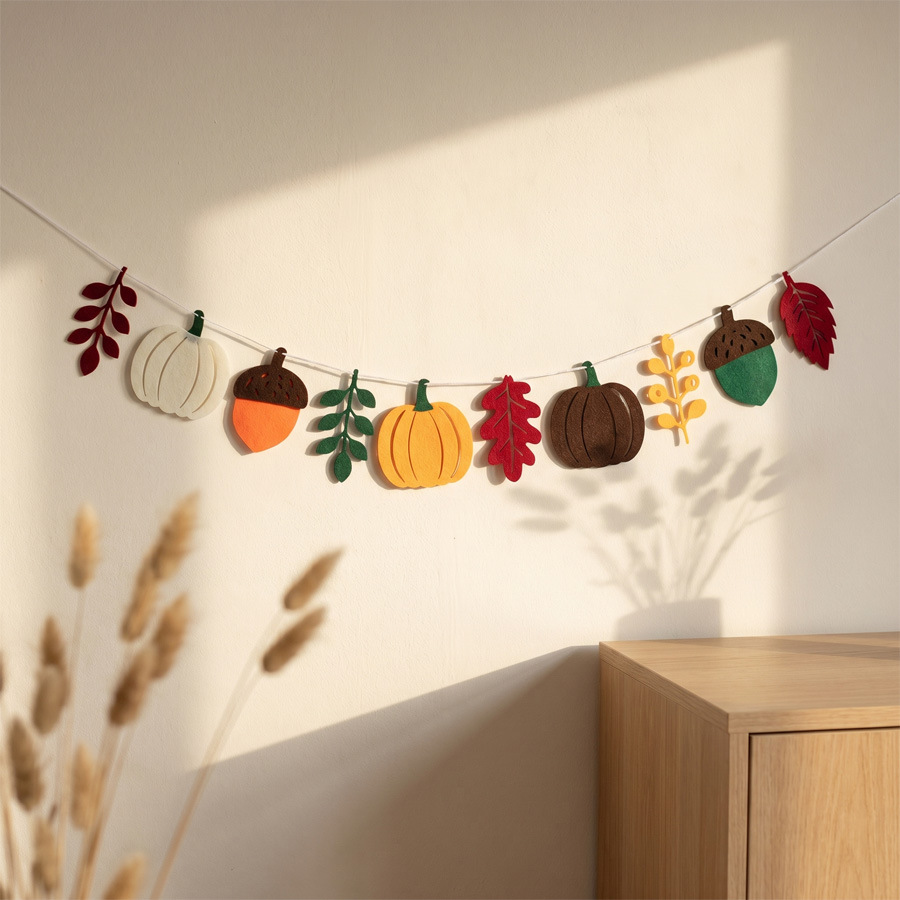 Home Textiles & Decorations - Sonbahar Kabak Yaprakları Bayrağı Hasat Festivali
