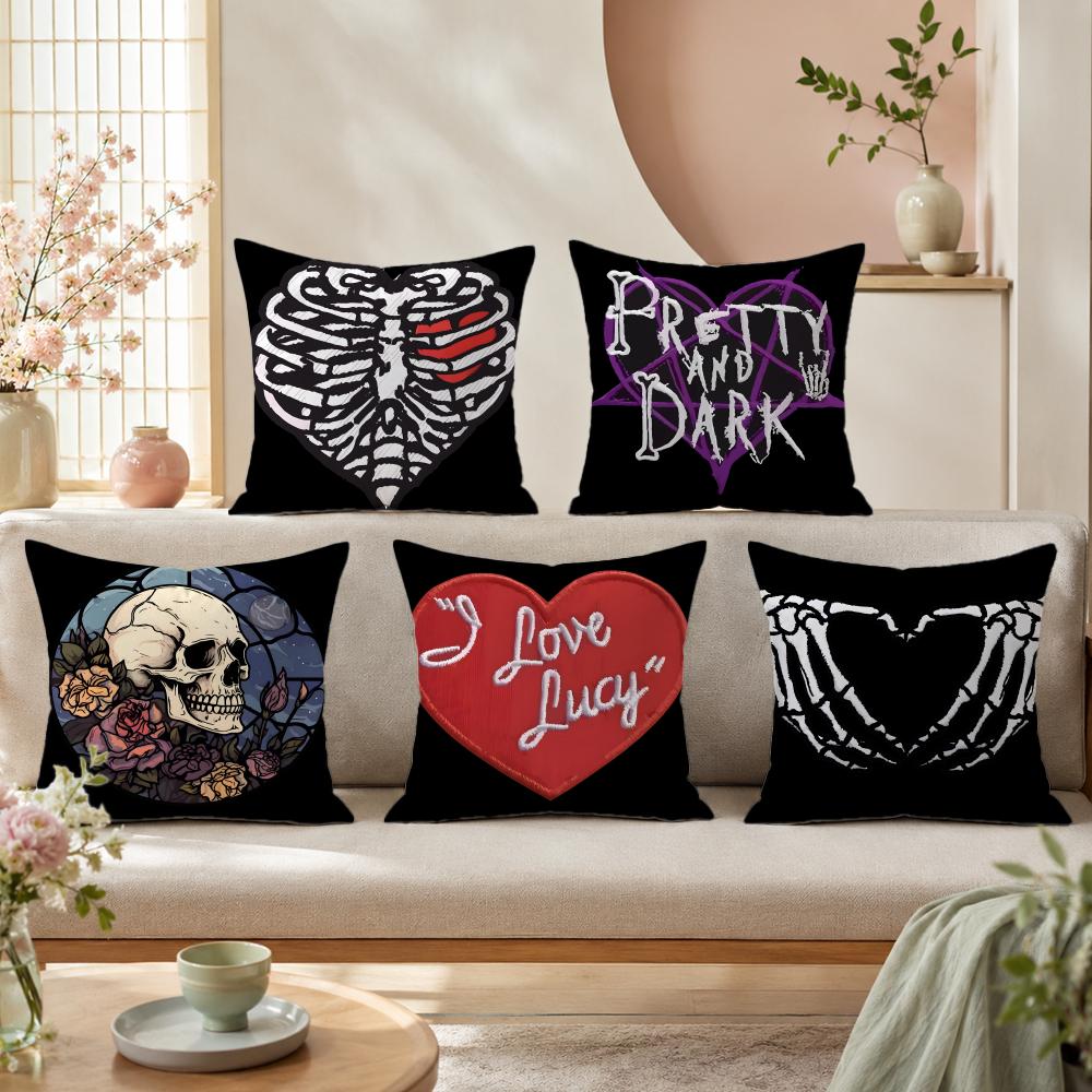 Home Textiles Premium - Anime Kafatası kalp baskılı Yastık Kılıfı