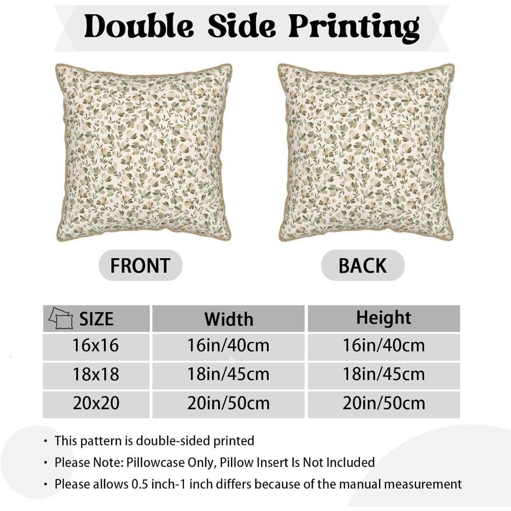 Adaçayı Yeşili-Bej-Çiçek Desen - Pillow Insert 18X18 incelemesi ve fiyatı